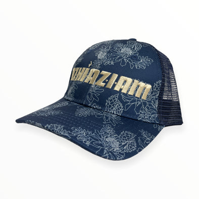 Azhiaziam "White Torch Ginger on Blue" Mesh-Back Hat
